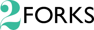 Logo of the company 2Forks - a copywriting business specialising in brand voice, menu engineering and customer journey optimisation for food, drink and hospitality businesses